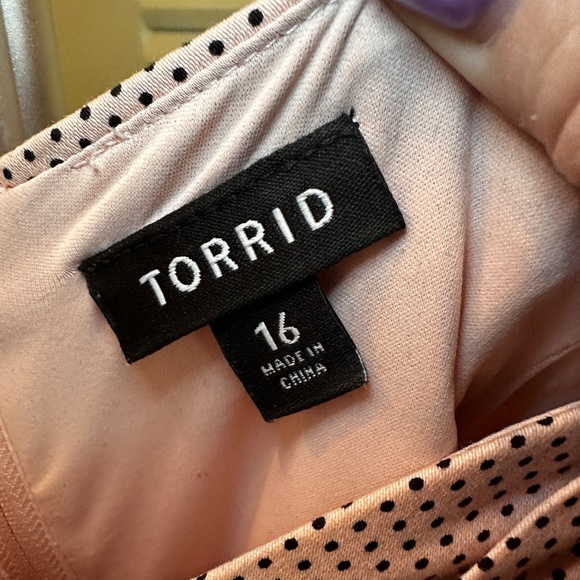 Torrid Black Pink Lace Polka Dot Retro Swing Dress Size 16 - Picture 6 of 12